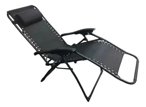 Kit X2 Reposera Gravitacional Zero Plegable Exterior Jardin Negro