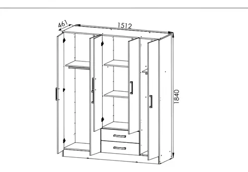 Placard Vestidor Ropero Bahía 5 Puertas 2 Cajones 1.51 X 1.8 Wengue