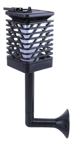 Set X2 Farol Luz Lampara Solar Efecto Llama Pared O Parado Negro
