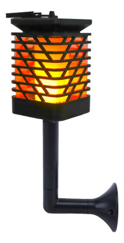 Set X2 Farol Luz Lampara Solar Efecto Llama Pared O Parado Negro