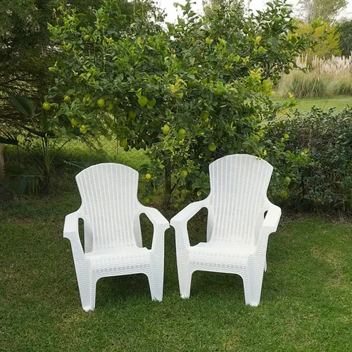 Sillon Plastico De Diseño Roma Simil Rattan Jardin Pileta Blanco Liso
