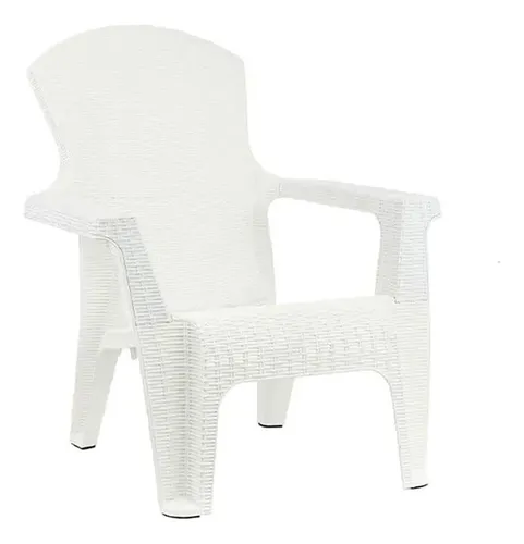 Sillon Plastico De Diseño Roma Simil Rattan Jardin Pileta Blanco Liso