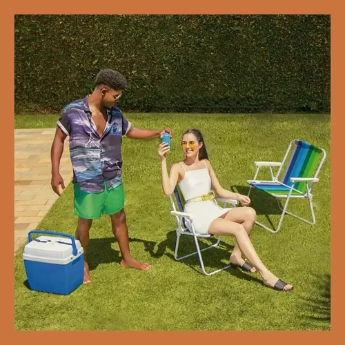 Conservadora Heladera 34 Litros Portátil Camping Playa Frio Color Azul
