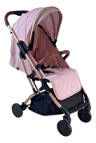 Cochecito Funky Fresh Cloe Ultraliviano Compacto Maleta Color Rosa Chasis Dorado