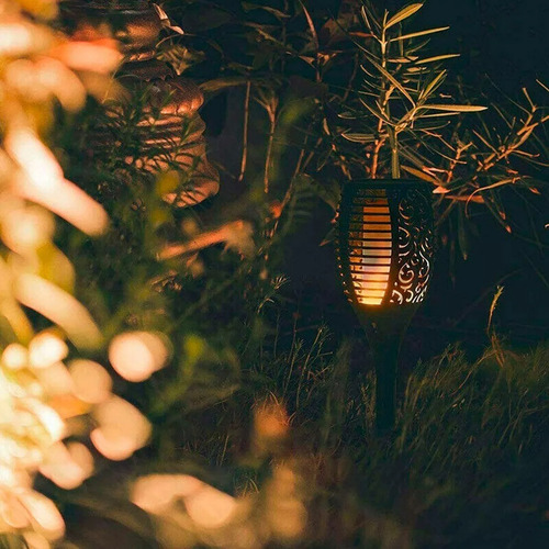 Estaca Solar Efecto Llama Para Exterior Jardin Patio Etheos Negro
