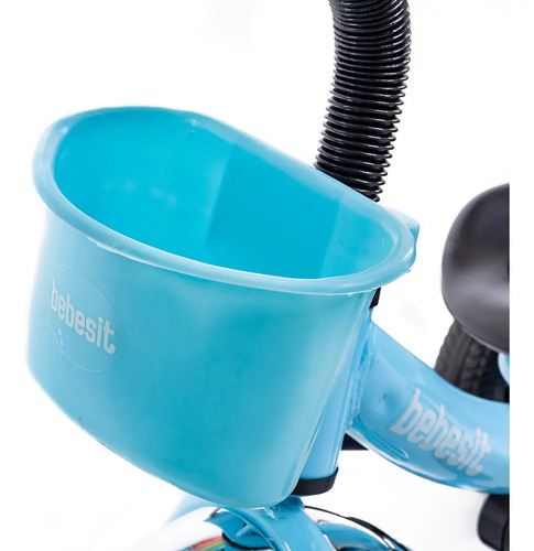 Triciclo Con Manija Direccional Bebesit Canasto Color Azul Azul