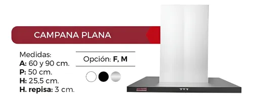 Campana Extractora Cocina Plana Con Motor 60cm 3 Velocidades Blanco