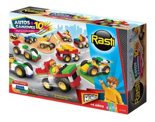 Juego Didactico Rasti Autos Y Camiones 15 Modelos 100 Pzs +4 100 Rasti