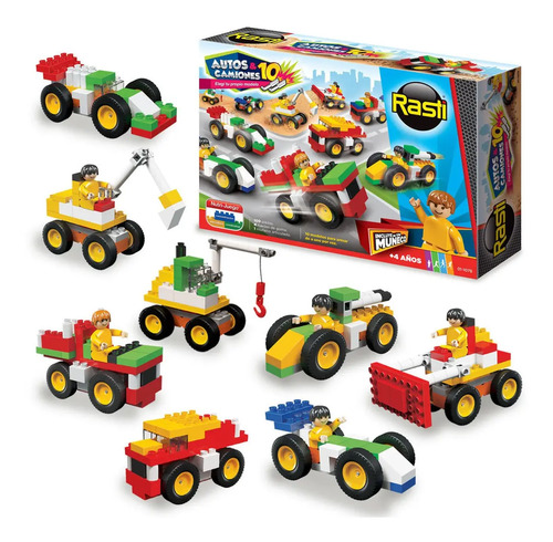 Juego Didactico Rasti Autos Y Camiones 15 Modelos 100 Pzs +4 100 Rasti