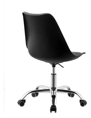 Set X2 Silla Of. Girat. Vonne Tulip So-t01 Resp Bajo Cromada Negro Cuero Sintético
