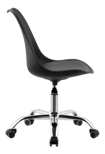 Set X2 Silla Of. Girat. Vonne Tulip So-t01 Resp Bajo Cromada Negro Cuero Sintético
