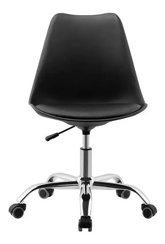 Set X2 Silla Of. Girat. Vonne Tulip So-t01 Resp Bajo Cromada Negro Cuero Sintético