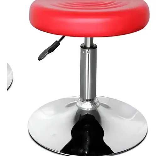 Set Banquetas X2 Queen Base Cromada Tapizado Sintetico Roja Cromado Rojo