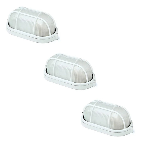 Set X3 Luminaria Tortuga Etheos Gtoi-b60w Alum/vidrio Max60w Blanco