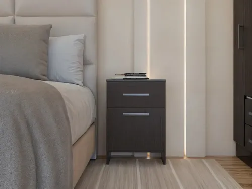 Mesa De Luz Orlandi Bahía | 1 Cajón + 1 Puerta | 59x41x31 Cm | Wengue Mate