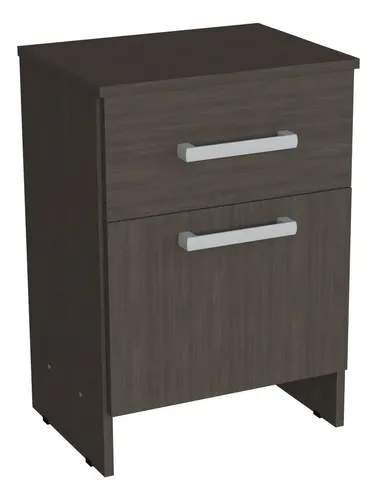 Mesa De Luz Orlandi Bahía | 1 Cajón + 1 Puerta | 59x41x31 Cm | Wengue Mate