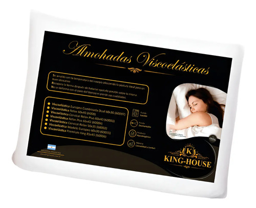 Combo X2 Almohada King-house 85x45 Viscoelastica King Blanco