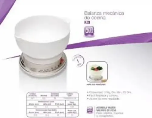 Balanza Cocina Aspen Kci 3417 2.2kg Blanca Analogica Blanco 2 Kg