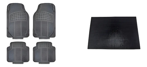 Set 4 Cubre Alfombras + Cubre Alfombra De Baul Para Auto Pvc Negro