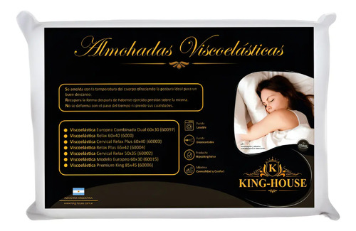 Combo X2 Almohada King-house 60x40 Viscoelastica Relax Blanco