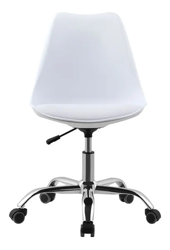 Set X2 Silla Of. Girat. Vonne Tulip So-t02 Resp Bajo Cromada Blanco Cuero Sintético
