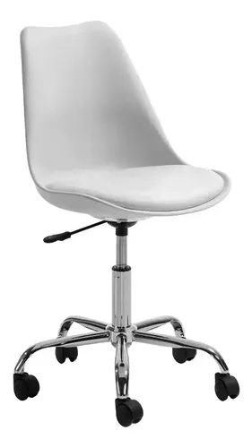 Set X2 Silla Of. Girat. Vonne Tulip So-t02 Resp Bajo Cromada Blanco Cuero Sintético