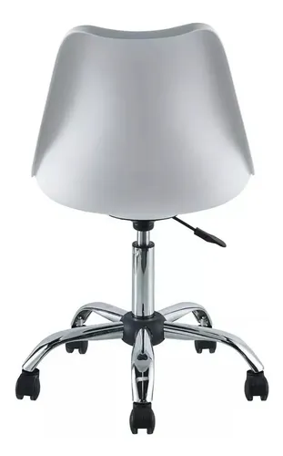 Set X2 Silla Of. Girat. Vonne Tulip So-t02 Resp Bajo Cromada Blanco Cuero Sintético