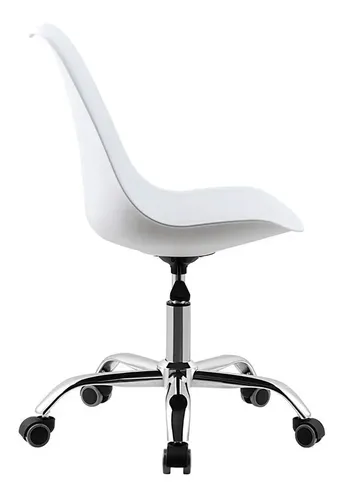 Set X2 Silla Of. Girat. Vonne Tulip So-t02 Resp Bajo Cromada Blanco Cuero Sintético