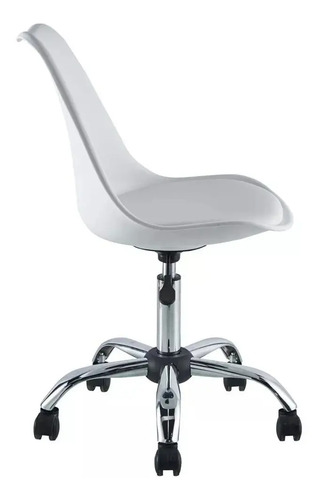 Set X2 Silla Of. Girat. Vonne Tulip So-t02 Resp Bajo Cromada Blanco Cuero Sintético