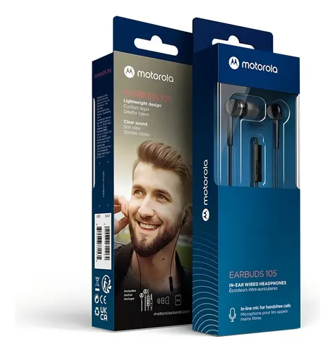 Auriculares In-ear Motorola Earbuds 105 Negro Jack 3.5 Mm Micrófono