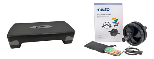 Set Entrenamiento Fitness Plataforma + Soga + Banda + Rueda Negro