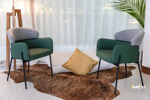 Set X2 Sillon Comedor Jordan Fargo Tejido Mixto Terciopelo Aterciopelado Negro Verde Musgo