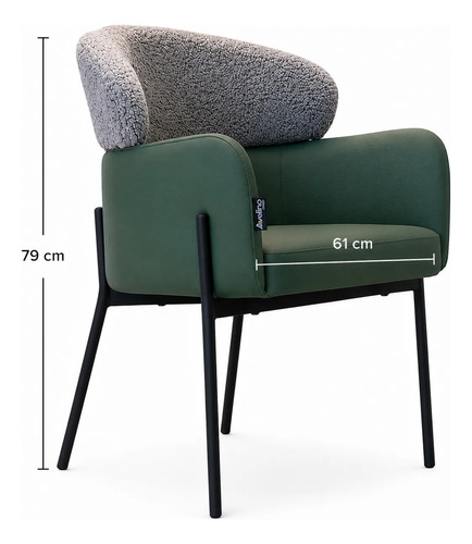 Set X2 Sillon Comedor Jordan Fargo Tejido Mixto Terciopelo Aterciopelado Negro Verde Musgo