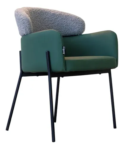 Set X2 Sillon Comedor Jordan Fargo Tejido Mixto Terciopelo Aterciopelado Negro Verde Musgo