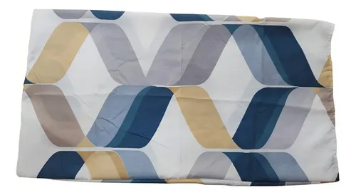 Sabana 1 1/2 Love & Home Microfribra Forma Geometrica Azul Y Naranja