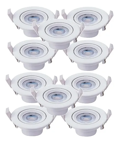 Spot Panel Led Embutir Aro Móvil 7w 220v Calido - Pack X10 Blanco