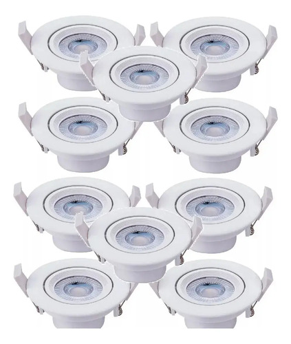 Spot Panel Led Embutir Aro Móvil 7w 220v Calido - Pack X10 Blanco