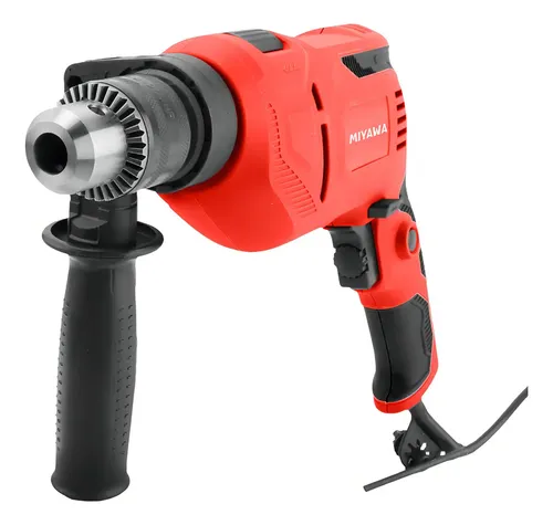 Taladro Percutor Electrico De Impacto Miyawa 13mm 710w Vel Variable Con Maletin & Accesorios Rojo