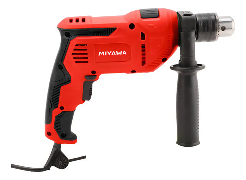 Taladro Percutor Electrico De Impacto Miyawa 13mm 710w Vel Variable Con Maletin & Accesorios Rojo