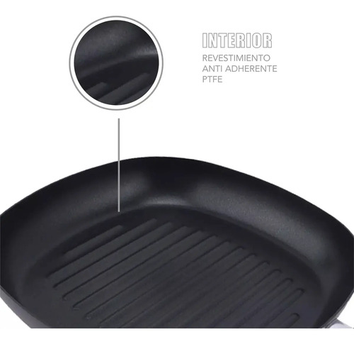 Bifera 26 Cm Resistente Sarten Estrias Anti Adherente Negro