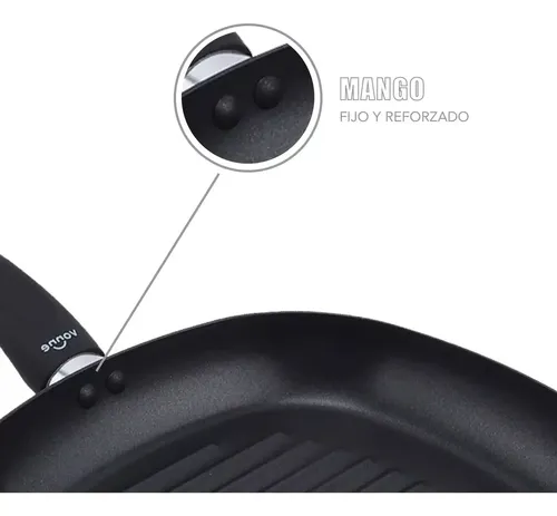 Bifera 26 Cm Resistente Sarten Estrias Anti Adherente Negro