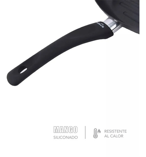 Bifera 26 Cm Resistente Sarten Estrias Anti Adherente Negro