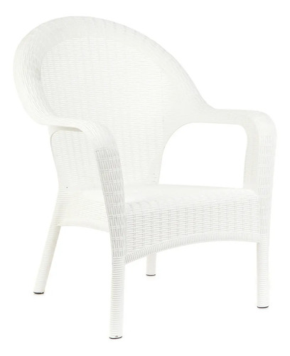 Sillón Qatar Para Jardín Exterior, Color Blanco Blanco Liso