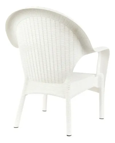 Sillón Qatar Para Jardín Exterior, Color Blanco Blanco Liso