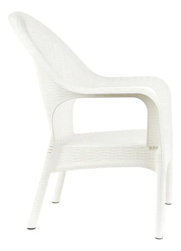 Sillón Qatar Para Jardín Exterior, Color Blanco Blanco Liso