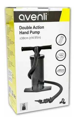 Inflador Manual Doble Acción Avenli Camping Piletas Negro