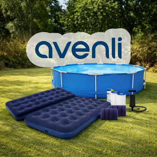 Inflador Manual Doble Acción Avenli Camping Piletas Negro