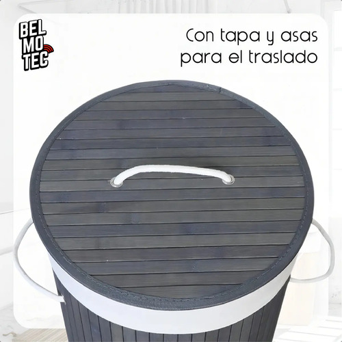 Canasto Vonne Gris Oscuro Redondo Con Manijas Gris Oscuro