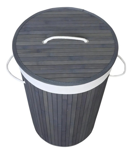 Canasto Vonne Gris Oscuro Redondo Con Manijas Gris Oscuro