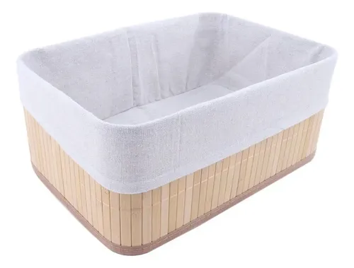 Canasto Organizador Plegable Decorativo Vonne Bambú Marrón Claro